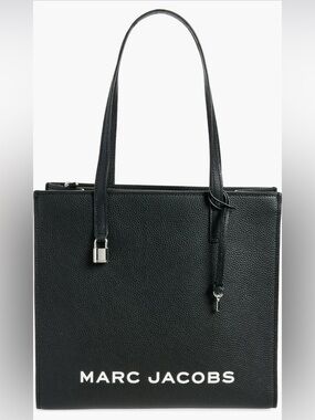 Marc Jacobs Black Grind Leather Logo Tote